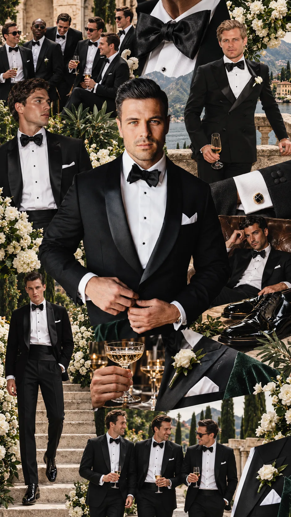 Inspiración de esmoquin y traje formal oscuro para la Ceremonia y Recepción